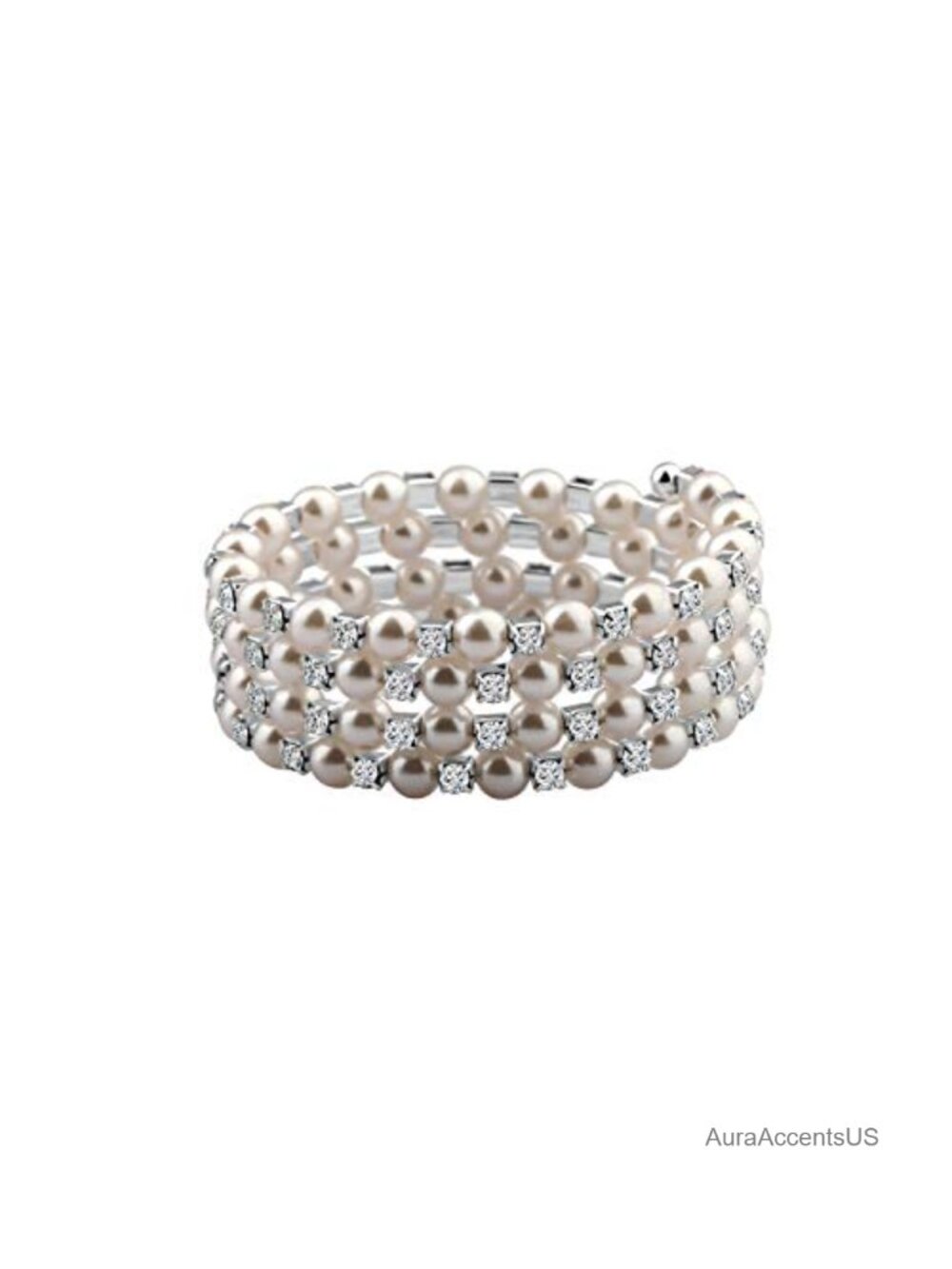 Multilayer Pearl Rhinestone Wrap Cuff Bracelet Wedding Bridal Jewelry Gift